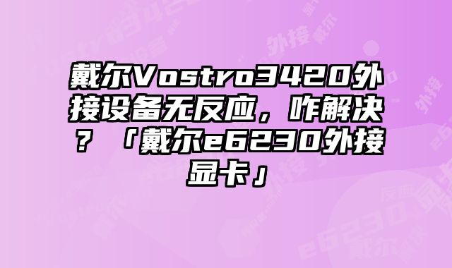 戴尔Vostro3420外接设备无反应，咋解决？「戴尔e6230外接显卡」