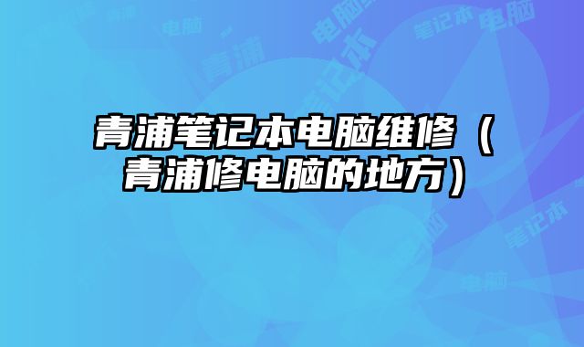 青浦笔记本电脑维修（青浦修电脑的地方）