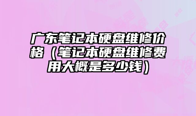 广东笔记本硬盘维修价格（笔记本硬盘维修费用大概是多少钱）