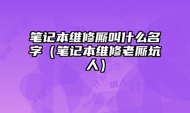 笔记本维修厮叫什么名字（笔记本维修老厮坑人）
