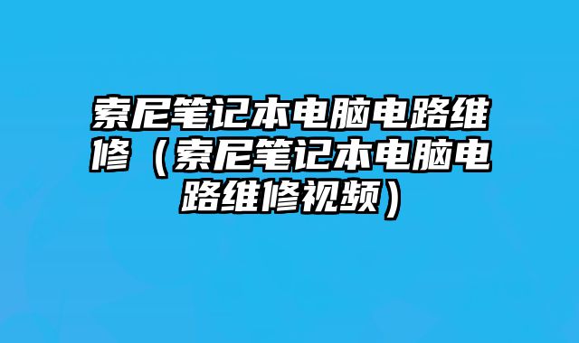 索尼笔记本电脑电路维修（索尼笔记本电脑电路维修视频）