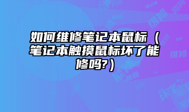 如何维修笔记本鼠标（笔记本触摸鼠标坏了能修吗?）