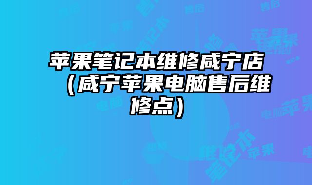 苹果笔记本维修咸宁店（咸宁苹果电脑售后维修点）
