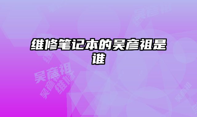 维修笔记本的吴彦祖是谁